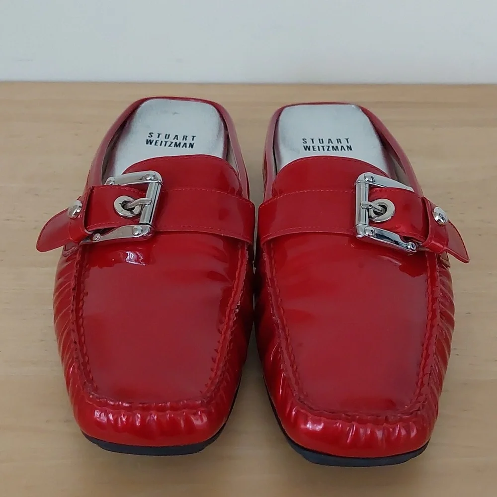 Stuart Weitzman Red Patent Leather Mules - Picture 3 of 15